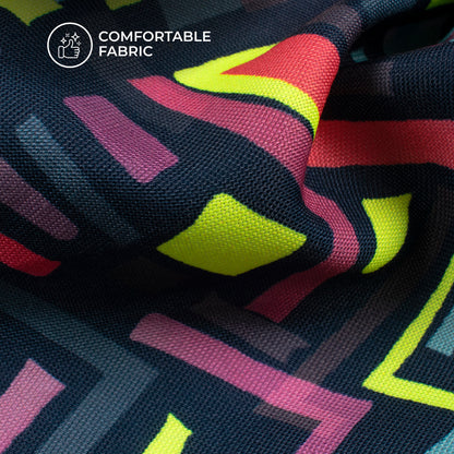 Neon Glow: Geometric Digital Print Rayon Fabric