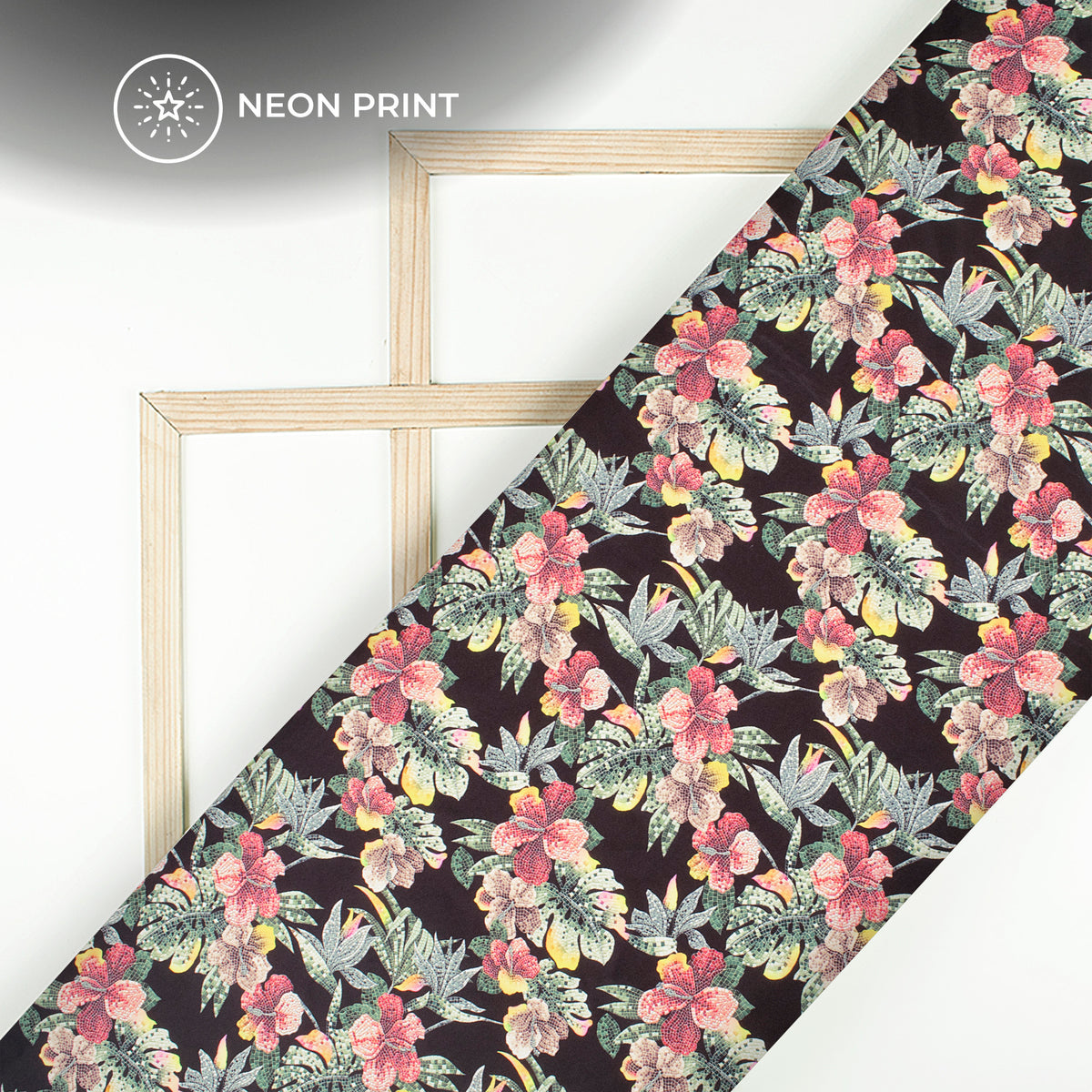 Neon Splendor: Floral Digital Print Rayon Fabric