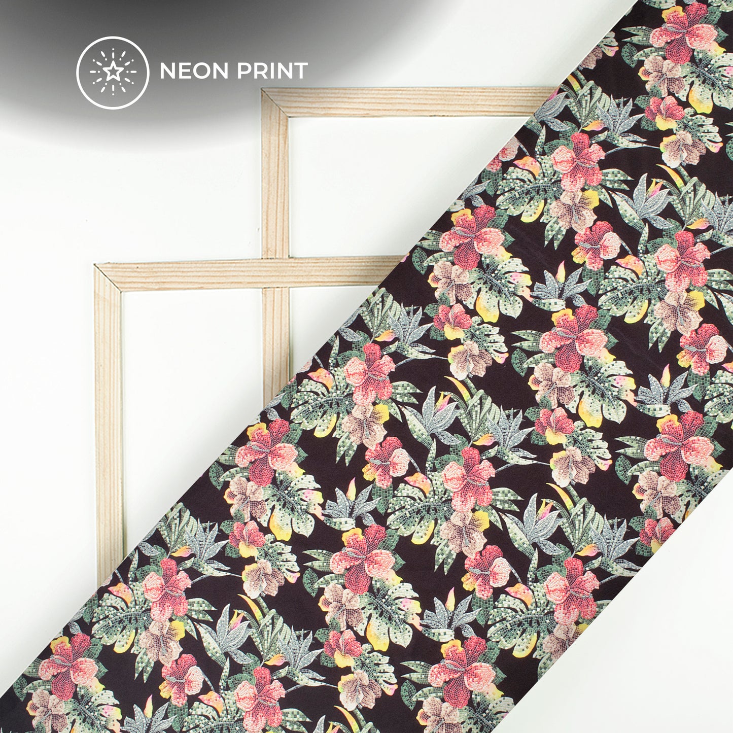 Neon Splendor: Floral Digital Print Rayon Fabric
