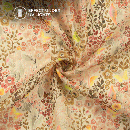 Neon Perfection: Floral Digital Print Kota Doria Fabric