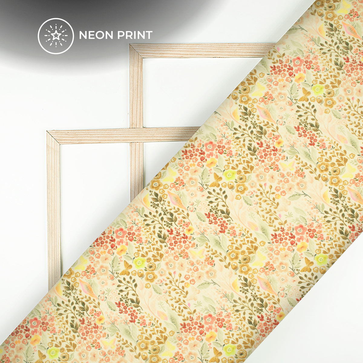 Neon Perfection: Floral Digital Print Kota Doria Fabric