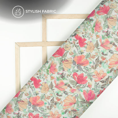 Summer Blooms: Floral Radiance Digital Print Bemberg Chiffon Fabric