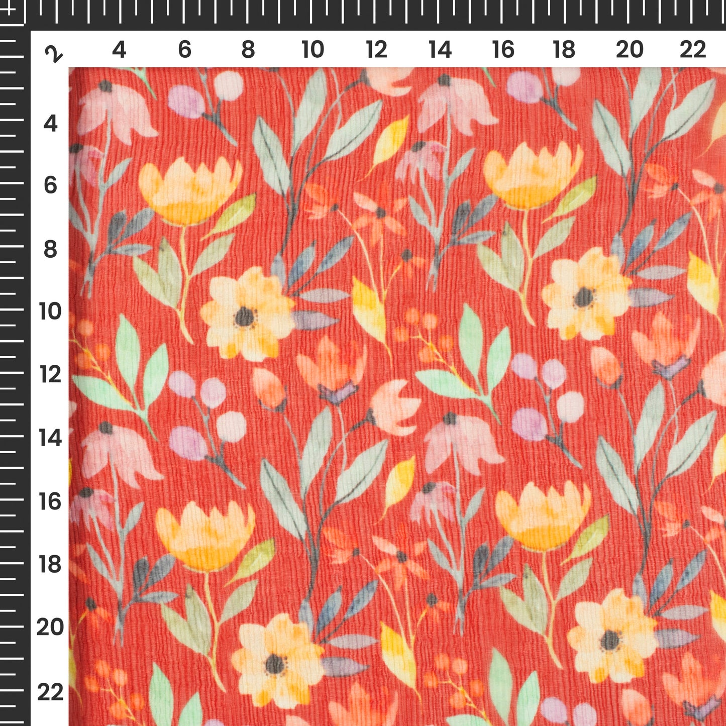 Blooming Beauty: Charming Floral Digital Print Bemberg Chiffon Fabric