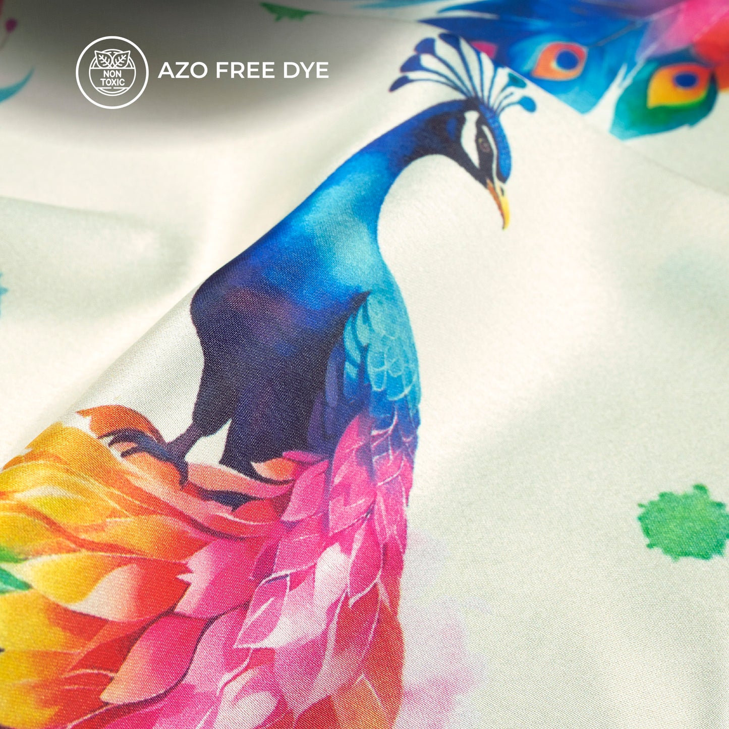 Festive Finds: Peacock Digital Print Japan Satin Fabric