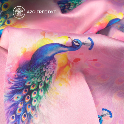 Festive Finds: Beautiful Peacock Digital Print Japan Satin Fabric