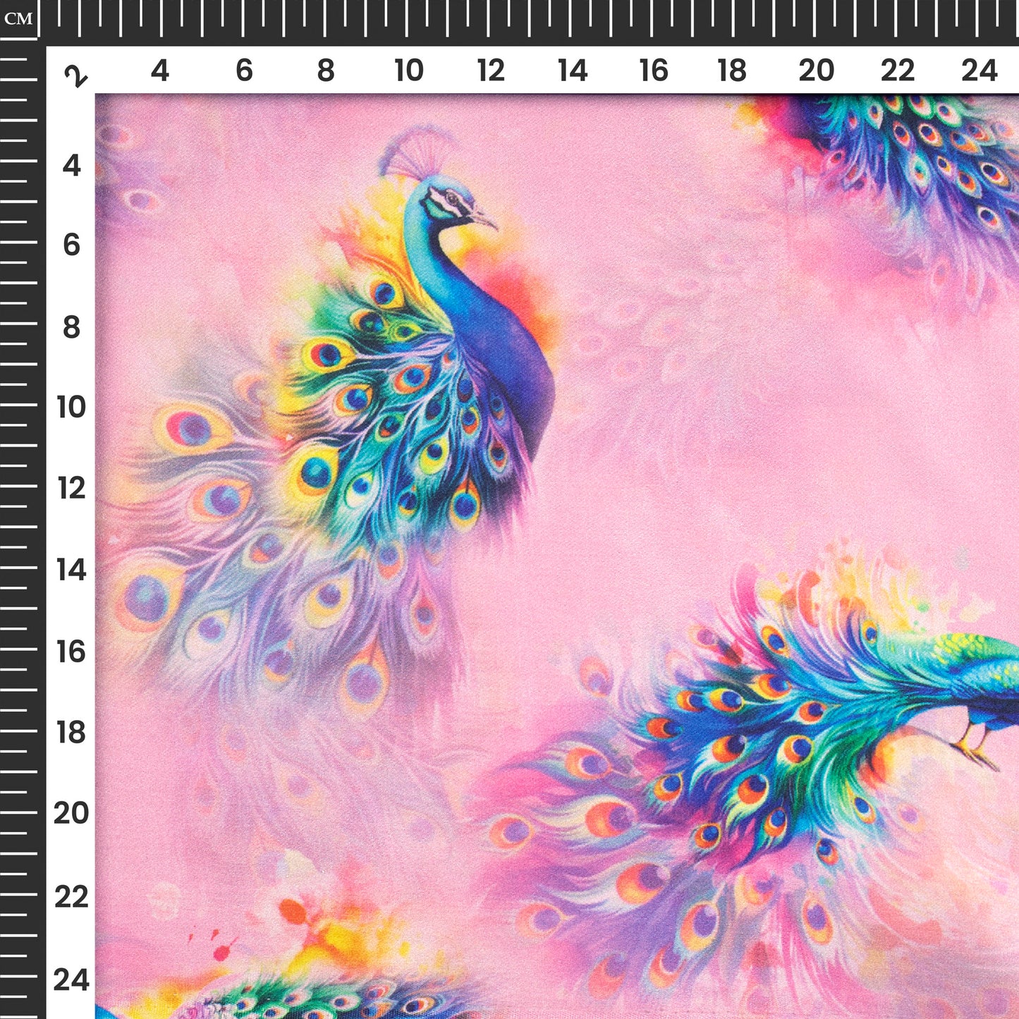 Festive Finds: Beautiful Peacock Digital Print Japan Satin Fabric