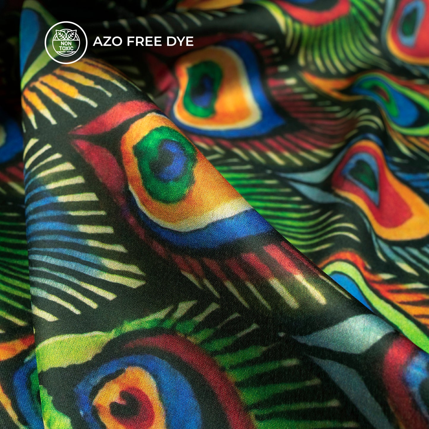 Festive Finds: Seamless Feather Digital Print Japan Satin Fabric