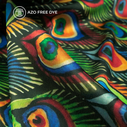 Festive Finds: Seamless Feather Digital Print Japan Satin Fabric