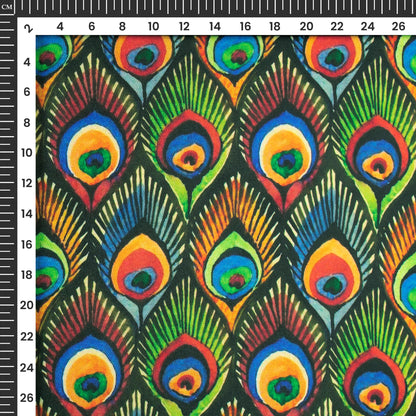 Festive Finds: Seamless Feather Digital Print Japan Satin Fabric