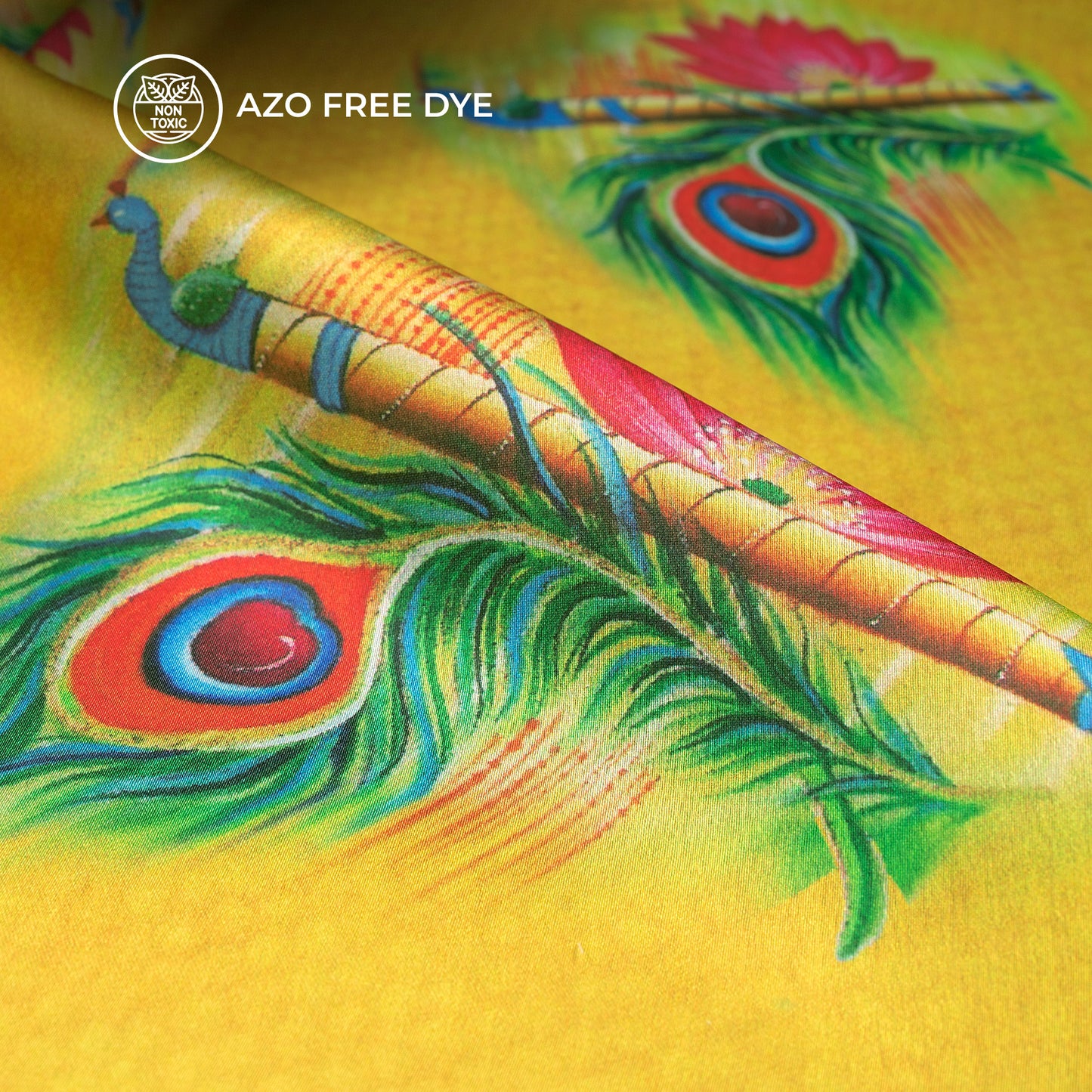 Festive Finds: Flute Feather Digital Print Japan Satin Fabric