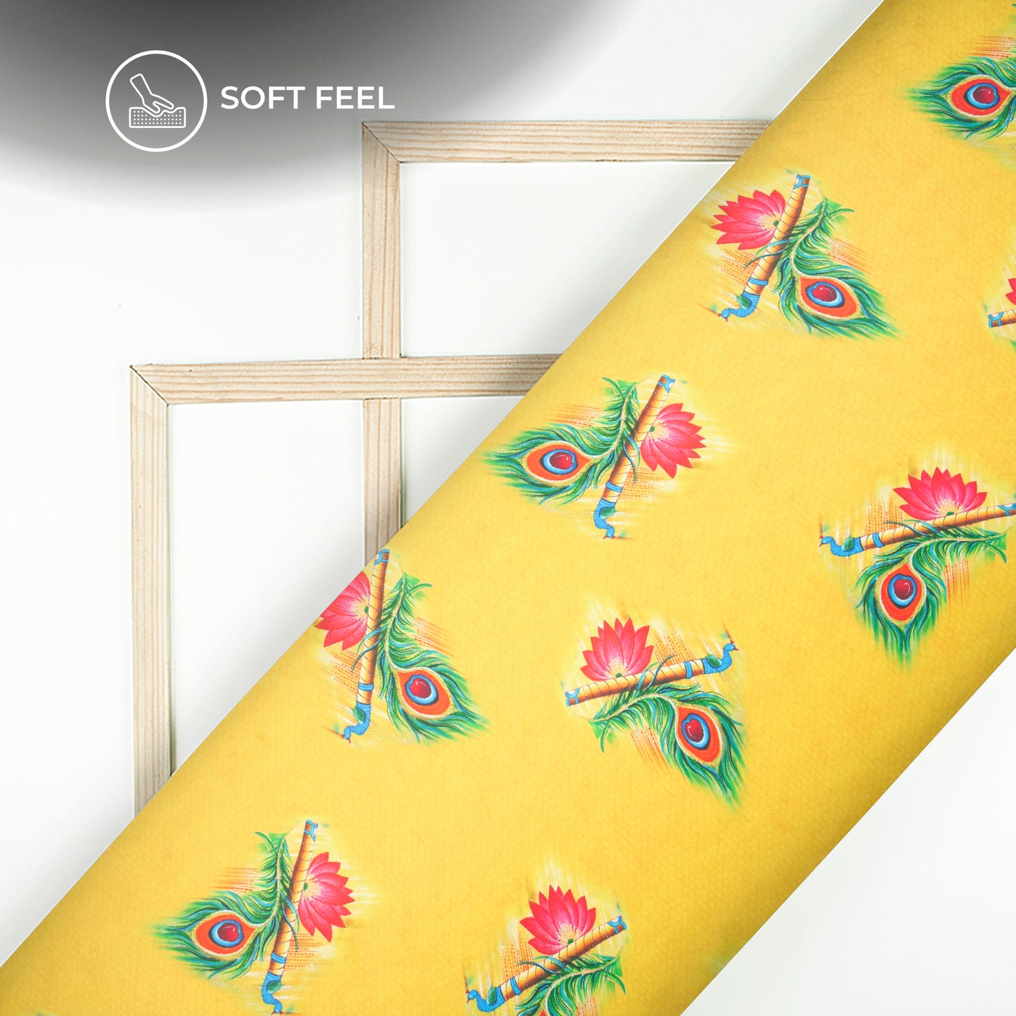 Festive Finds: Flute Feather Digital Print Japan Satin Fabric