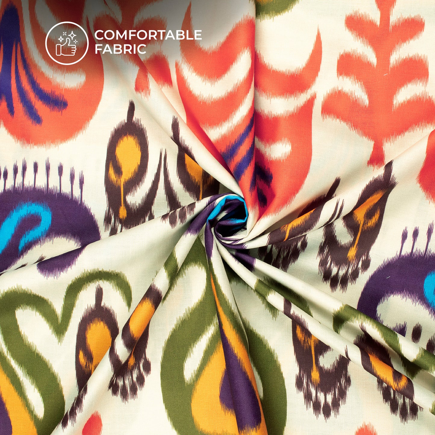 Ikkat Inspired Digital Print Poly Linen Fabric