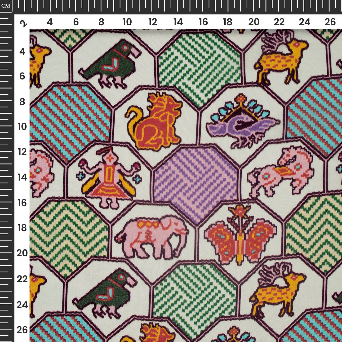 Patola Animal Motif Digital Print Viscose Natural Crepe Fabric