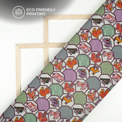 Patola Animal Motif Digital Print Viscose Natural Crepe Fabric