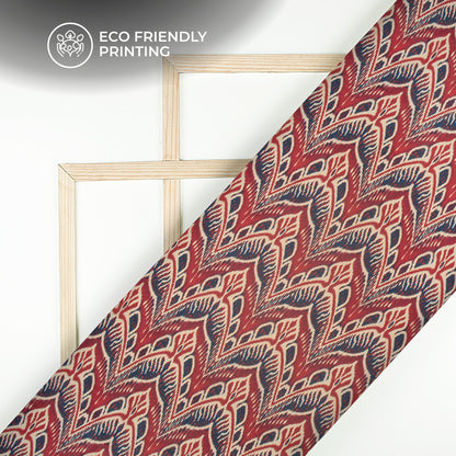 Trendy Ikkat Inspired Digital Print Viscose Natural Crepe Fabric
