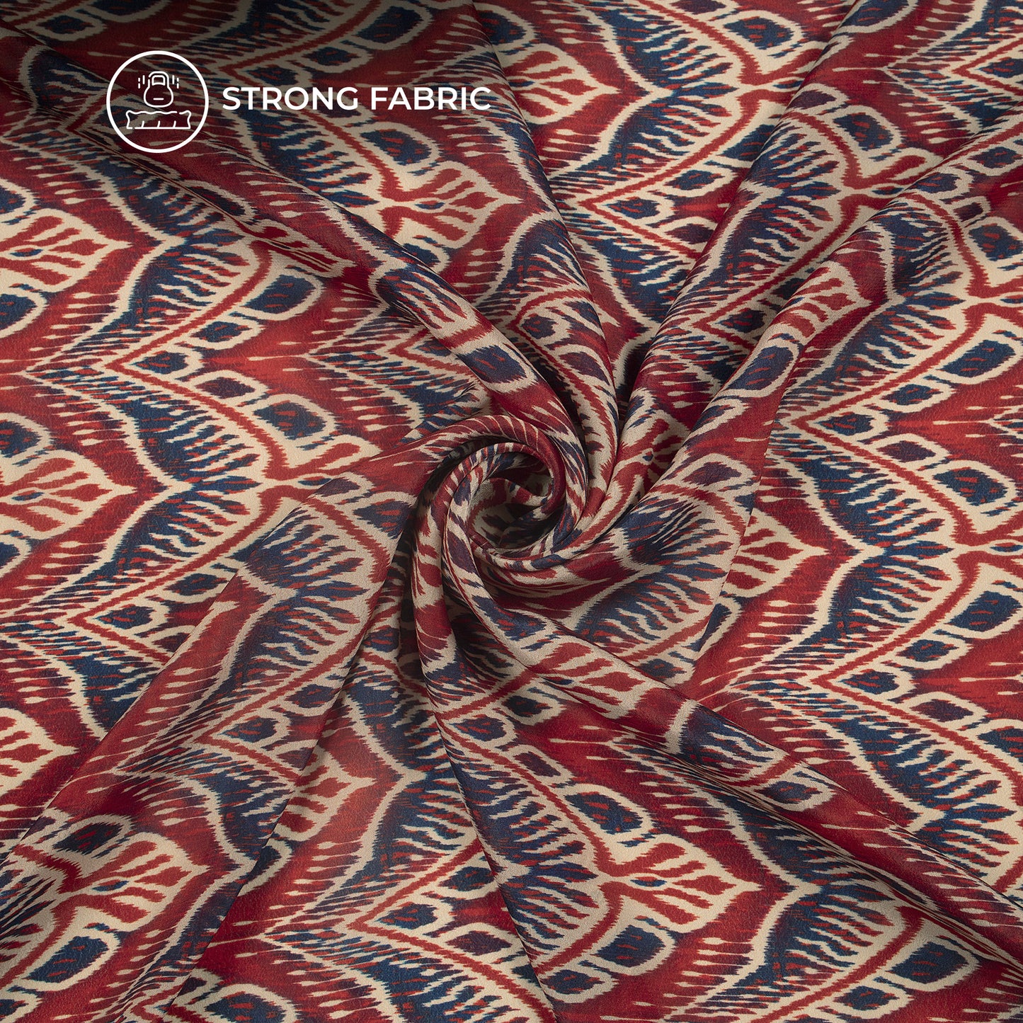 Trendy Ikkat Inspired Digital Print Viscose Natural Crepe Fabric