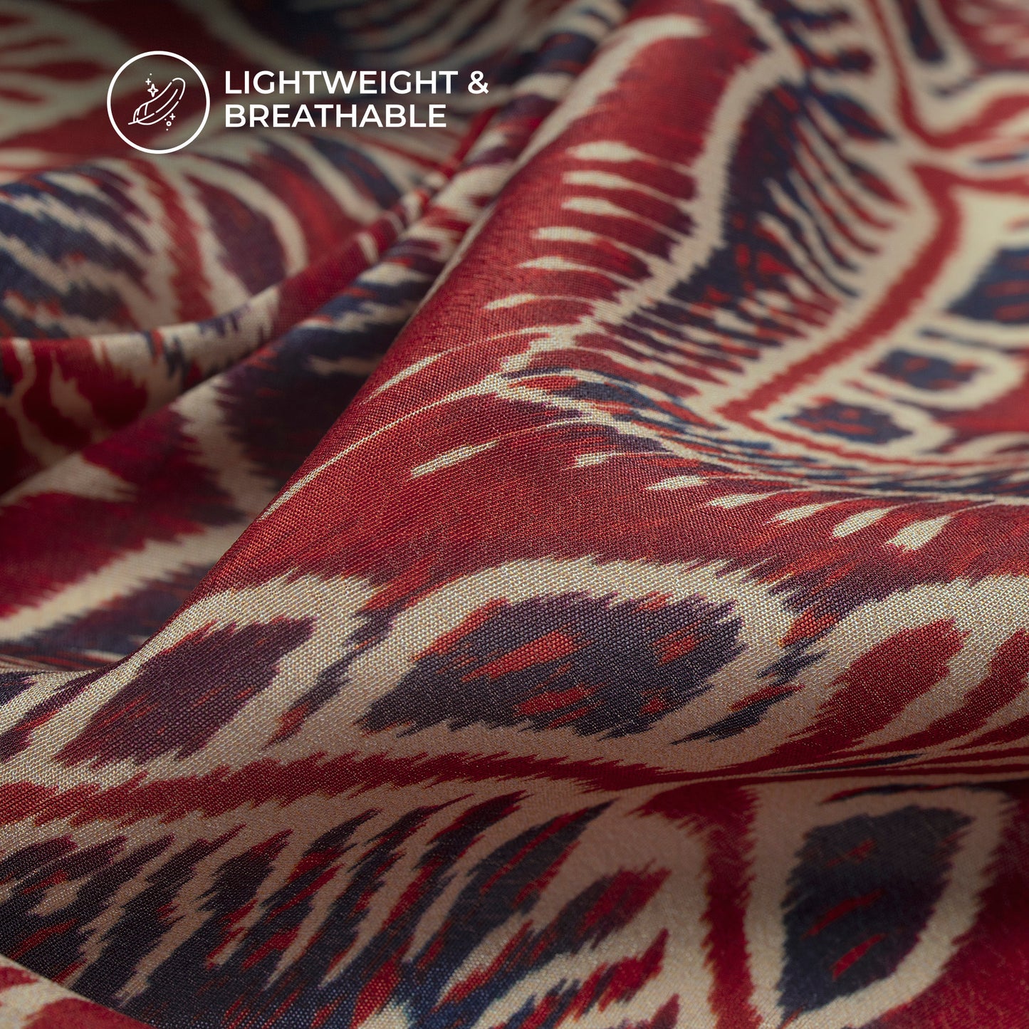 Trendy Ikkat Inspired Digital Print Viscose Natural Crepe Fabric