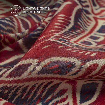 Trendy Ikkat Inspired Digital Print Viscose Natural Crepe Fabric