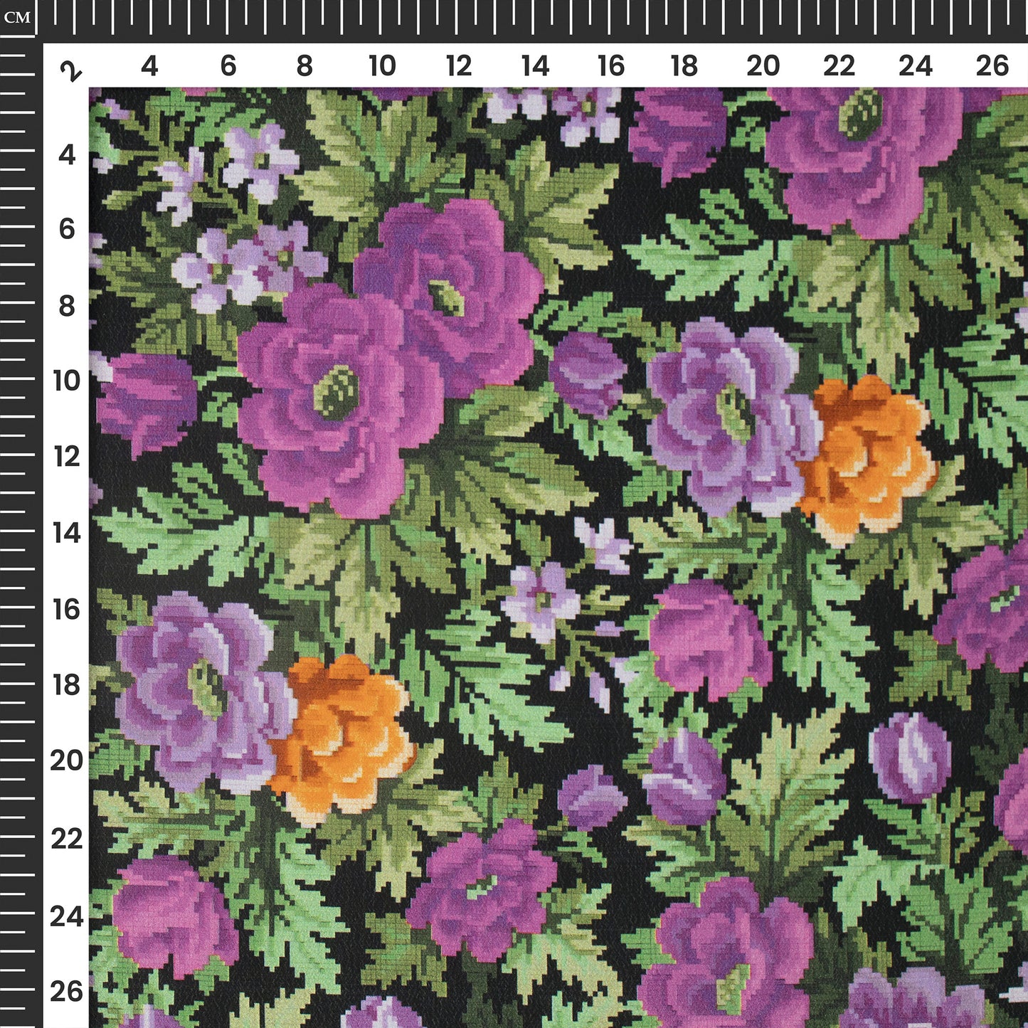 Beautiful Pixelated Floral Digital Print Viscose Natural Crepe Fabric