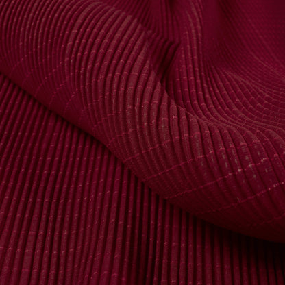 Berry Red Plain Pleated Chiffon Sparkle Fabric