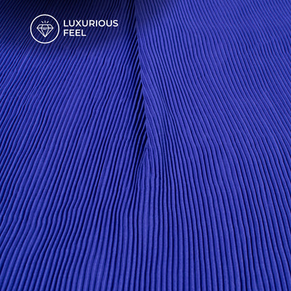 Royal Blue Plain Pleated Butter Crepe Fabric