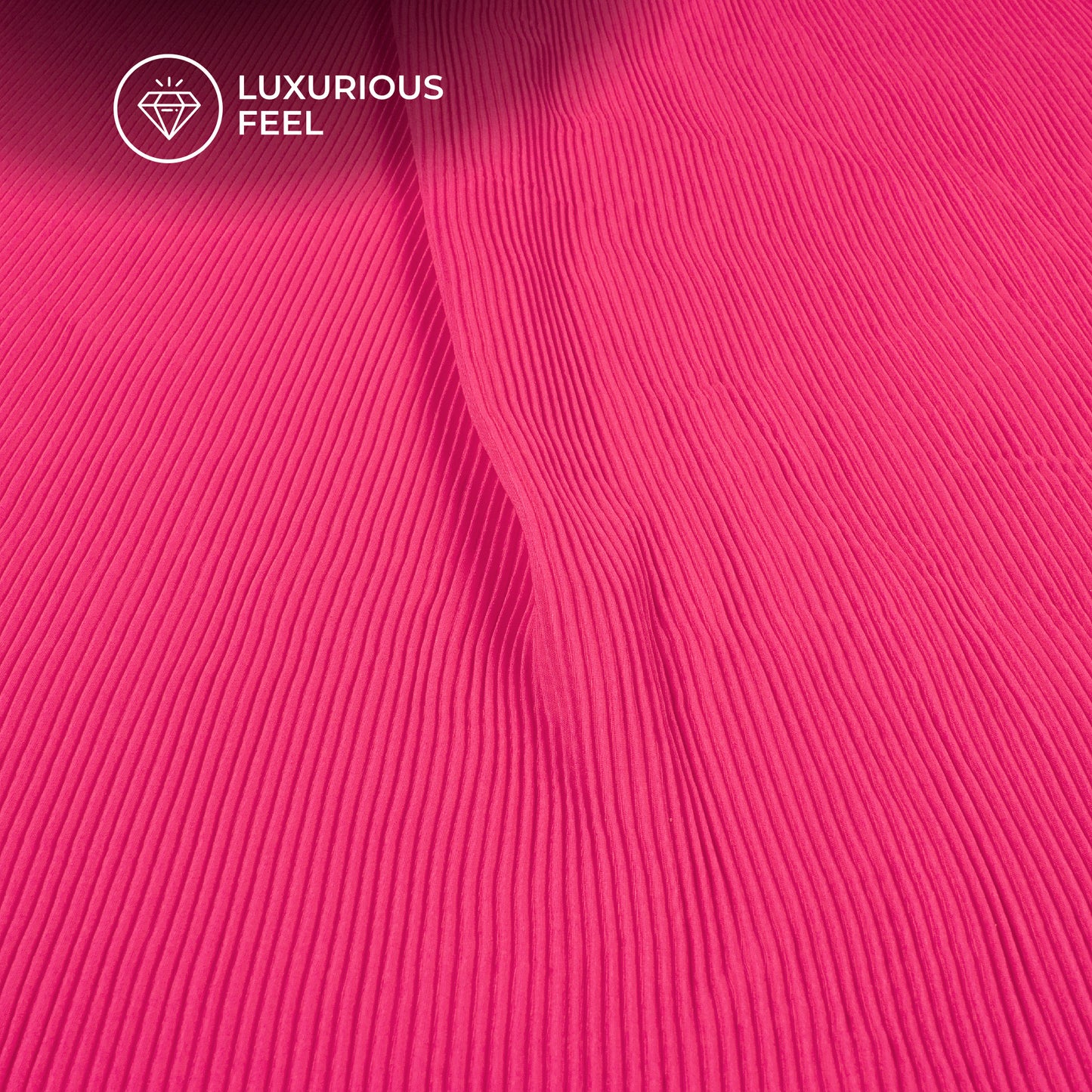 Dark Pink Plain Pleated Butter Crepe Fabric