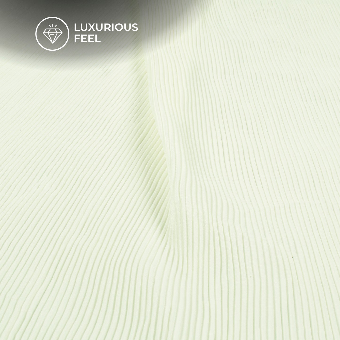 Ivory White Plain Pleated Butter Crepe Fabric