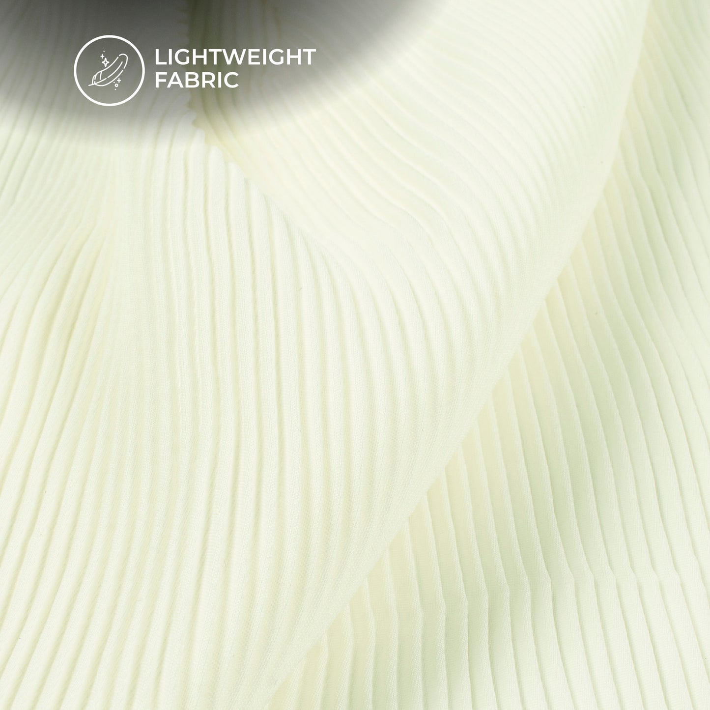 Ivory White Plain Pleated Butter Crepe Fabric