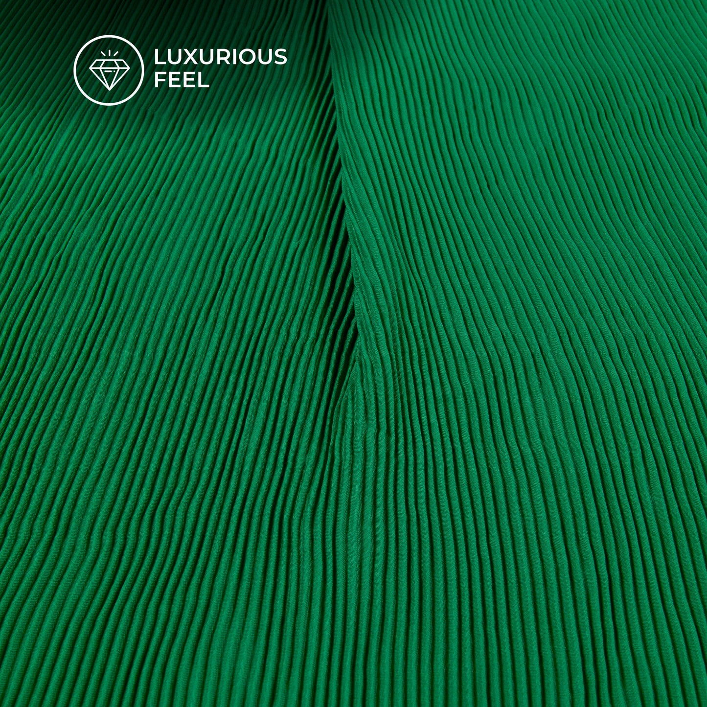 Emerald Green Plain Pleated Butter Crepe Fabric