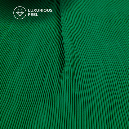 Emerald Green Plain Pleated Butter Crepe Fabric