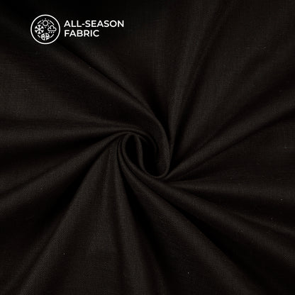 Black Plain Cotton Linen Shirting Fabric