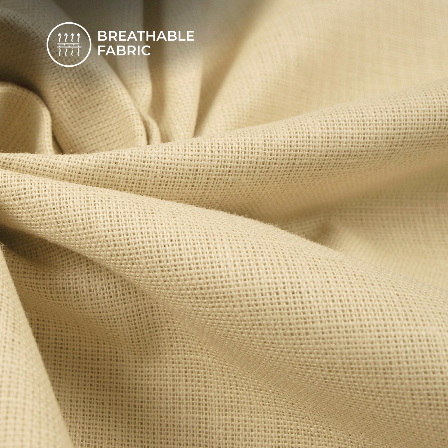 Beige Plain Cotton Linen Shirting Fabric