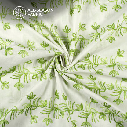Gorgeous Thread Floral Embroidery Work On Cotton Fabric