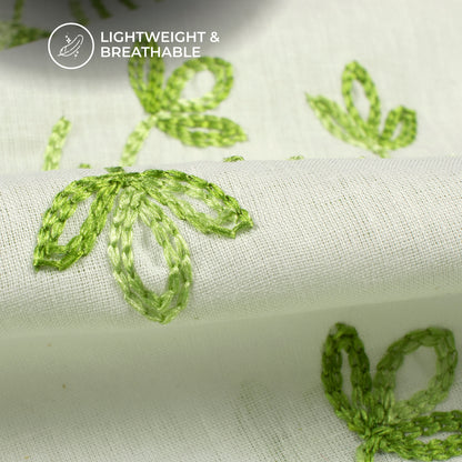 Gorgeous Thread Floral Embroidery Work On Cotton Fabric