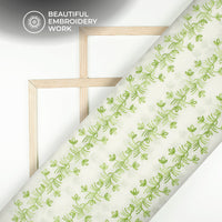 Gorgeous Thread Floral Embroidery Work On Cotton Fabric