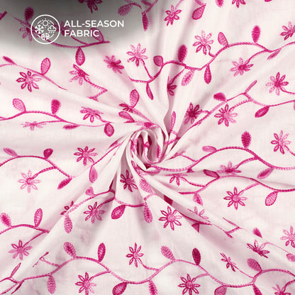 Beautiful Thread Leaf Embroidery Work On Cotton Fabric