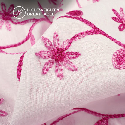 Beautiful Thread Leaf Embroidery Work On Cotton Fabric