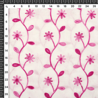 Beautiful Thread Leaf Embroidery Work On Cotton Fabric