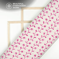 Beautiful Thread Leaf Embroidery Work On Cotton Fabric