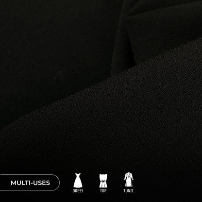 Black Plain Moss Georgette Fabric (Width 54 Inches)
