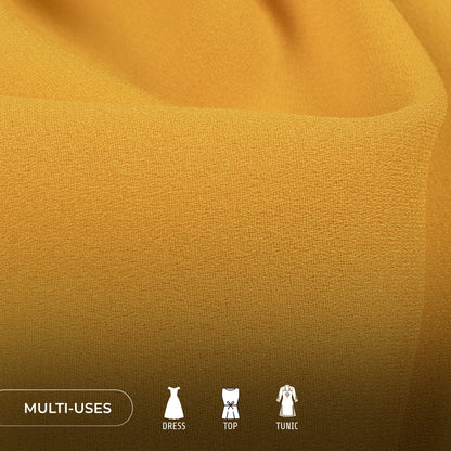 Mustard Yellow Plain Moss Georgette Fabric (Width 54 Inches)