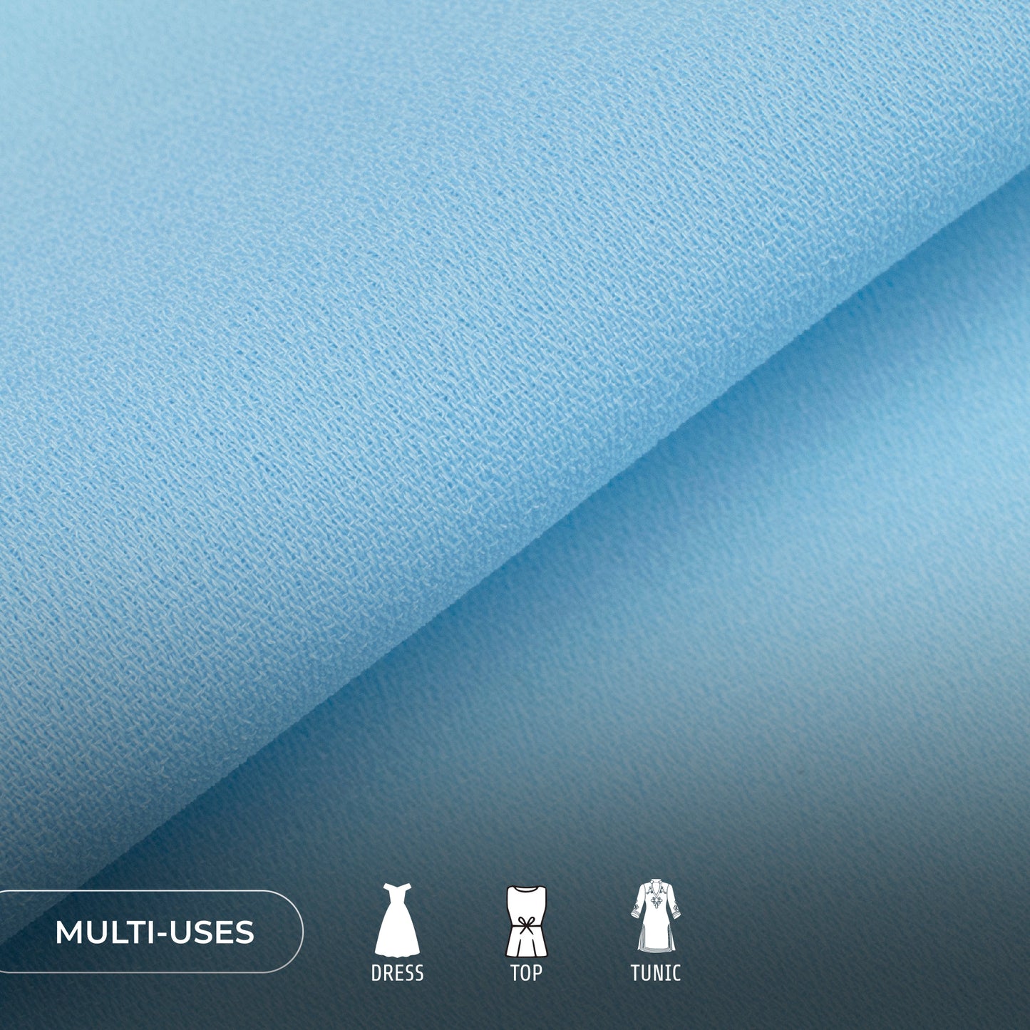 Baby Blue Plain Moss Georgette Fabric(Width 54 Inches)