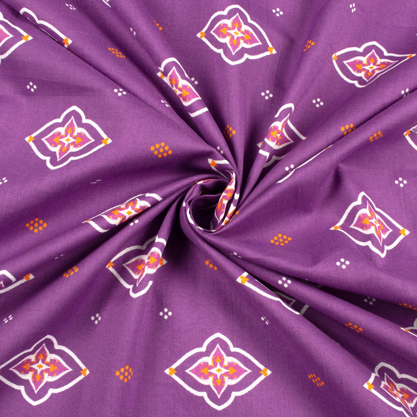 Purple Bandhani Digital Print Cotton Cambric Fabric