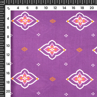 Purple Bandhanii Digital Print Cotton Cambric Fabric