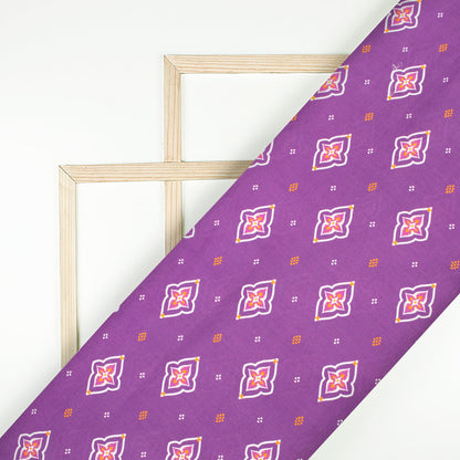 Purple Bandhanii Digital Print Cotton Cambric Fabric