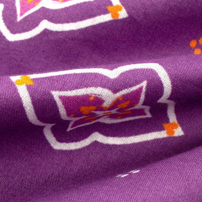 Purple Bandhanii Digital Print Cotton Cambric Fabric