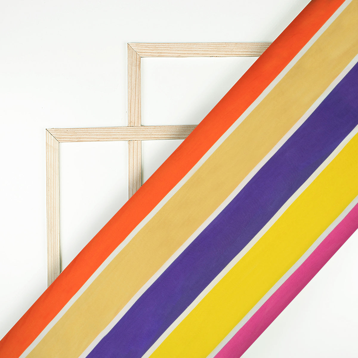 Multi-Color Stripes Digital Print Viscose Muslin Fabric