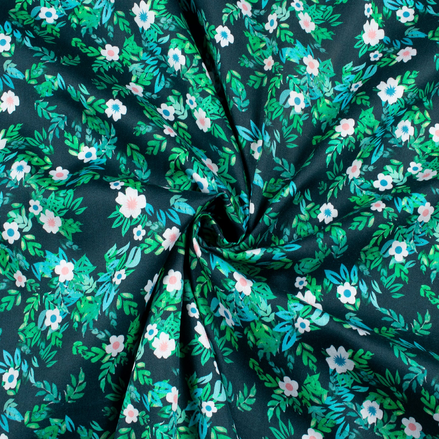 Floral Finesse: Elegant Digital Print Poly Glazed Cotton Fabric