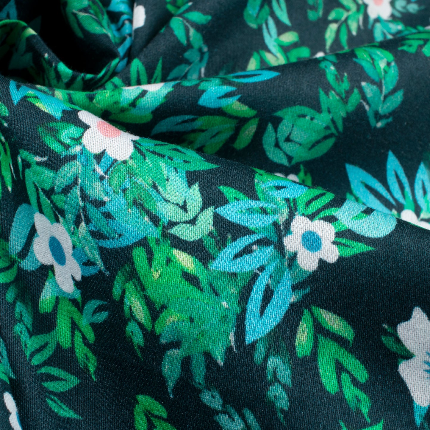 Floral Finesse: Elegant Digital Print Poly Glazed Cotton Fabric