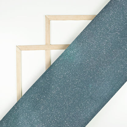 Trendy Purssian Blue Silver Zari Work On Imported Fabric